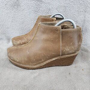 Olukai Shoes Womens 8.5 Brown Leather Humu Waxed Zip Ankle Boots *Read*